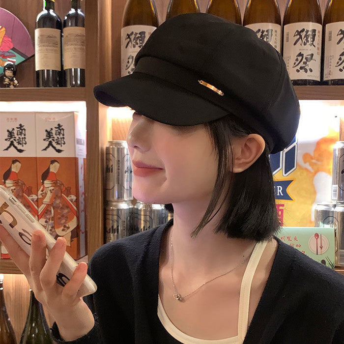 Wholesale Black beret, versatile for spring and autumn, octagonal artist hat