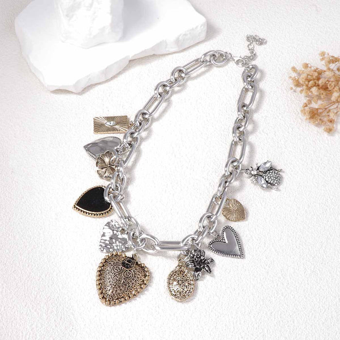 Wholesale alloy micro inlaid zircon love pendant chain necklace