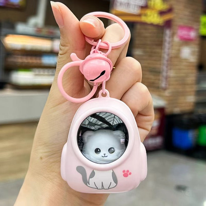 Wholesale Cartoon Luminous Backpack Kitten Bear Keychain Pendant Student Schoolbag Hanging Nightlight Children's Toy Engraving