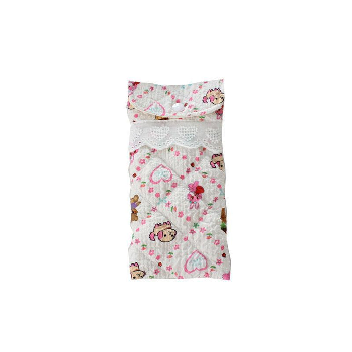Wholesale Quilted Heart Pattern Glasses Pouch Soft Light Blue Polyester Eyeglass Case With Flap Travel Storage Bag For Sunglasses