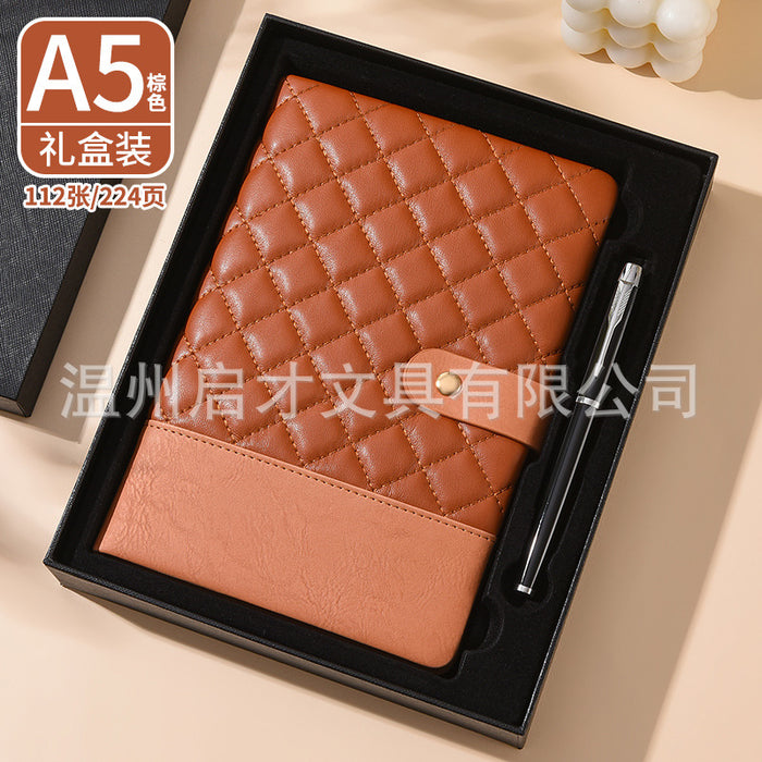 Wholesale Notebook Pu Spliced Rhombus Hand Ledger Creative High-Value Business Notepad