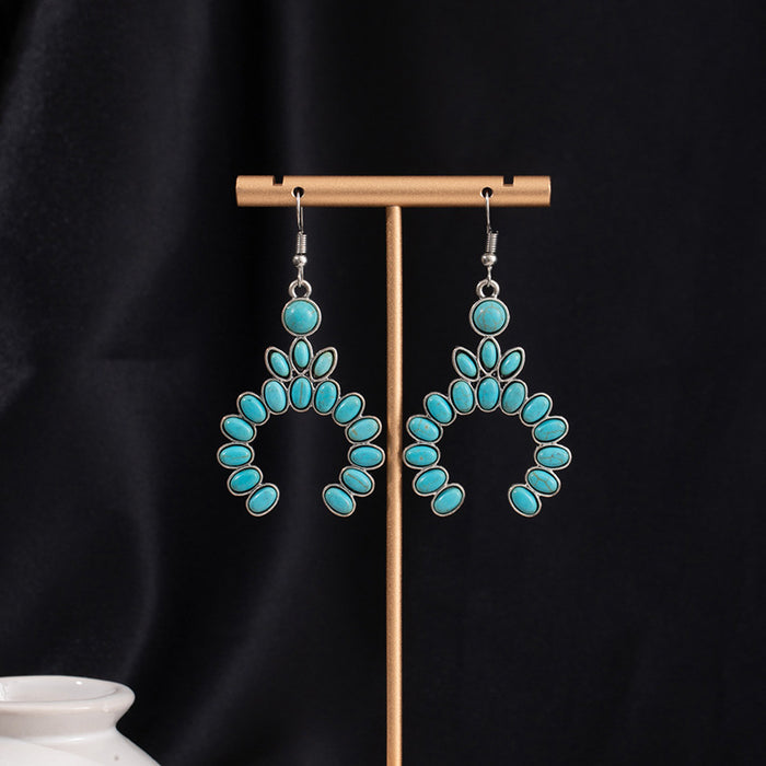 Wholesale Turquoise Flower Pendant Bohemian Ethnic Style Earrings
