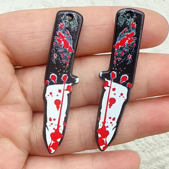 Wholesale 10pcs  Acrylic Scissors and Axe Novelty Props Double-sided Printed Pendant DIY Earrings and Bracelets