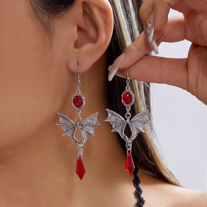 Wholesale  Bat Wing Necklace Earring Set Alloy Crystal Pendant Trendy Party Jewelry Accessory