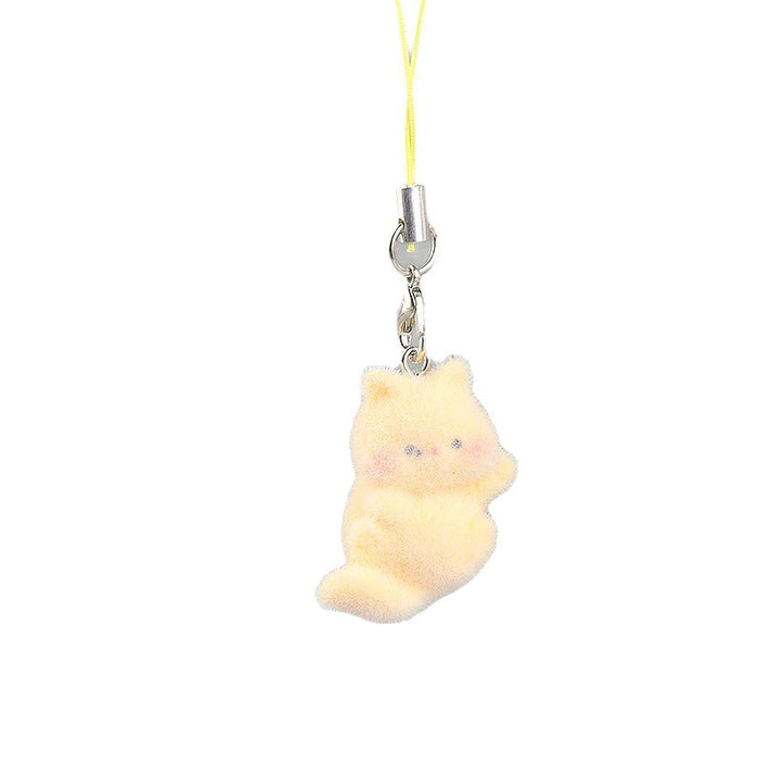 Wholesale Cute 3D Flocked Resin Cat Keychain