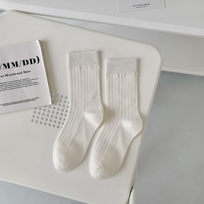 Wholesale Socks with vertical stripes in the middle tube, cotton versatile long tube