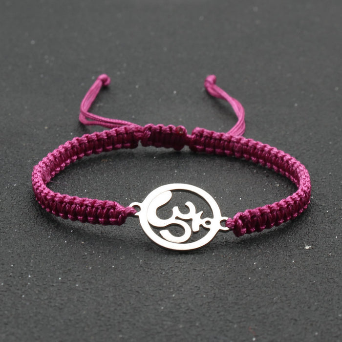 Wholesale  jewelry stainless steel round OM bracelet hand-woven adjustable hand rope