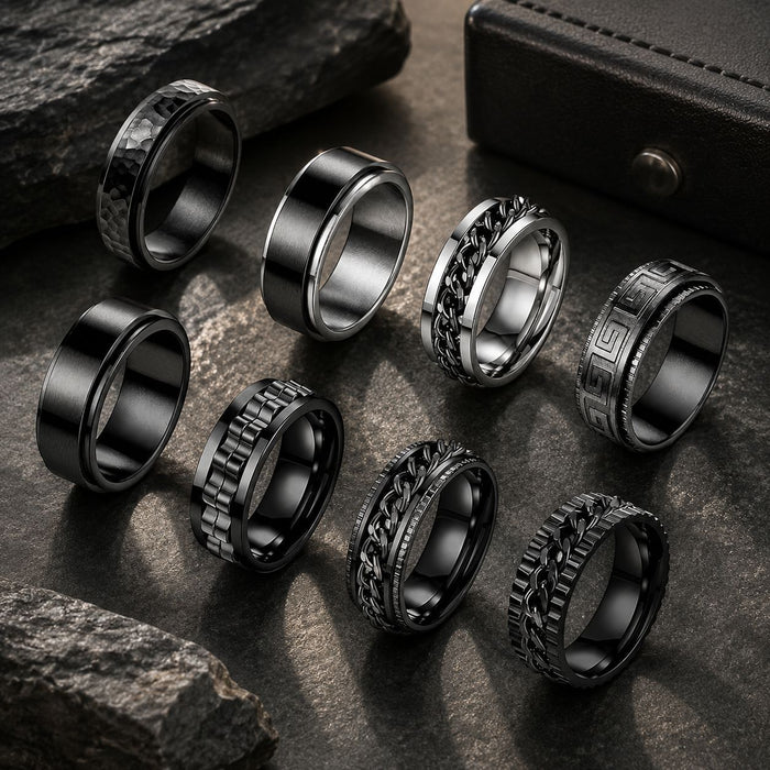 Wholesale Stainless Steel Rotatable Stress Relief Ring Jewelry Accessory Gift for Men