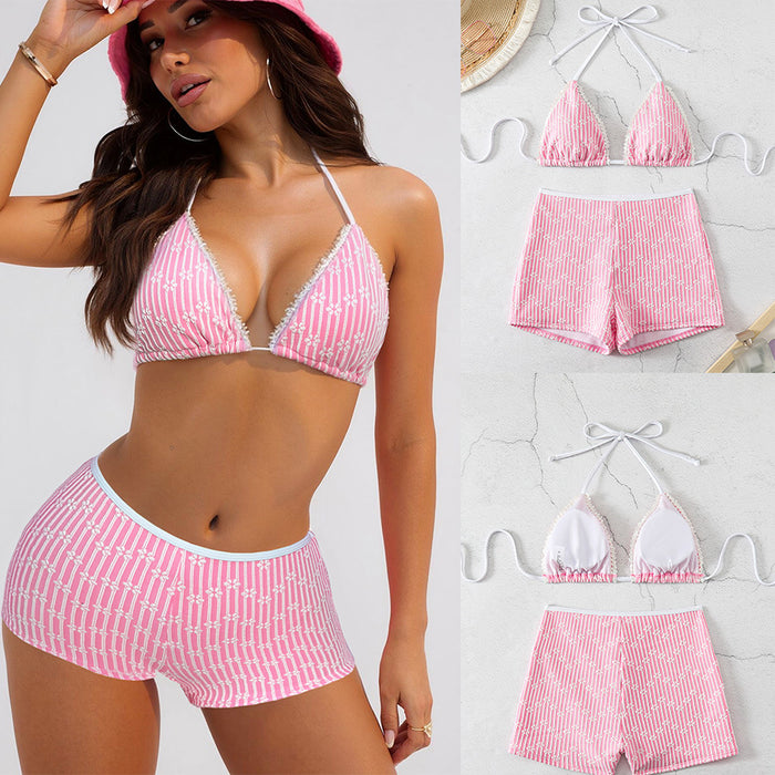 Wholesale New color blocking special fabric triangle bag four corner pants women's sexy bikini
