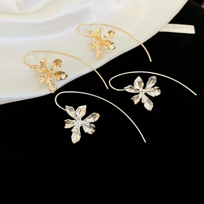 Wholesale Metallic Iris Flower Ear Hook Earrings Flower Earrings for Women