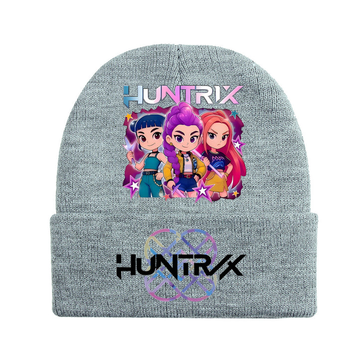 Wholesale Stylish knitted hat rolled brim and printed knit