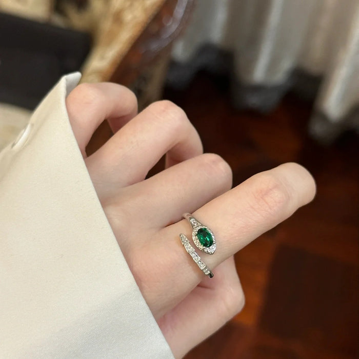 Wholesale  S925  silver snake ring all-match open index finger ring  zircon