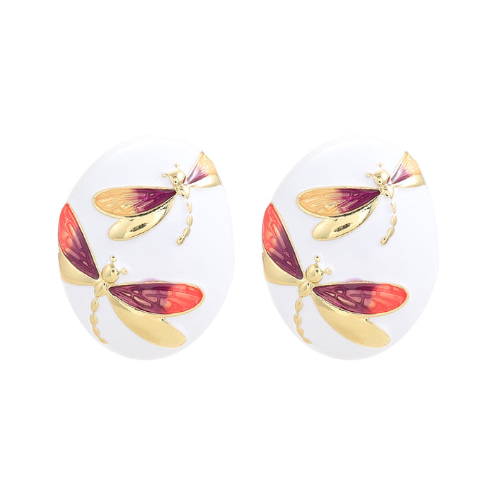 Wholesale Oval Alloy Dripping Butterfly Earrings JDC-ES-JL201