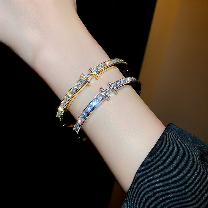 Wholesale Zircon Bracelets Letter Flower diamond Jewelry for Women