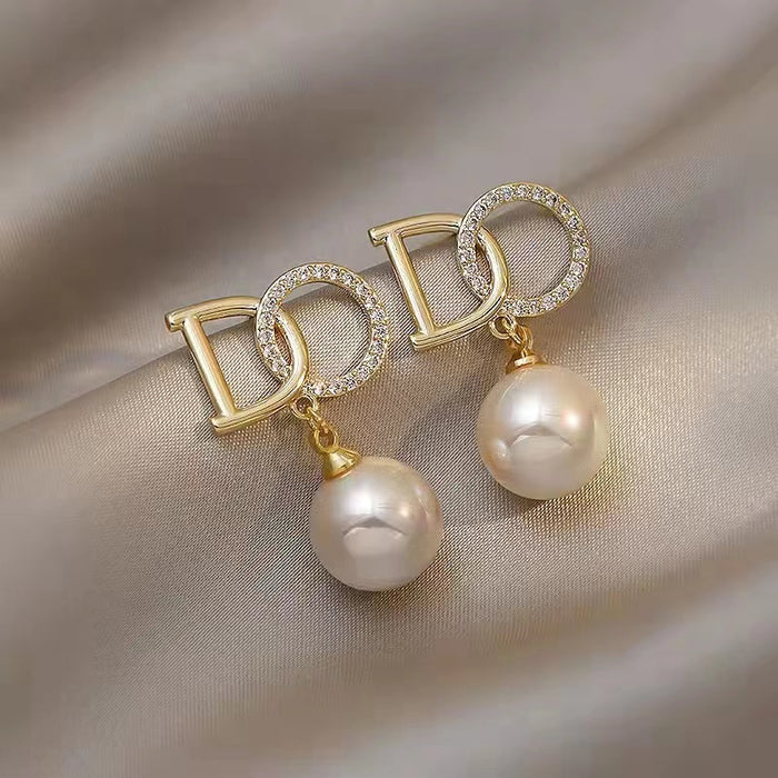 Wholesale Diamond Letter Beads Alloy Earrings JDC-ES-Chengx010