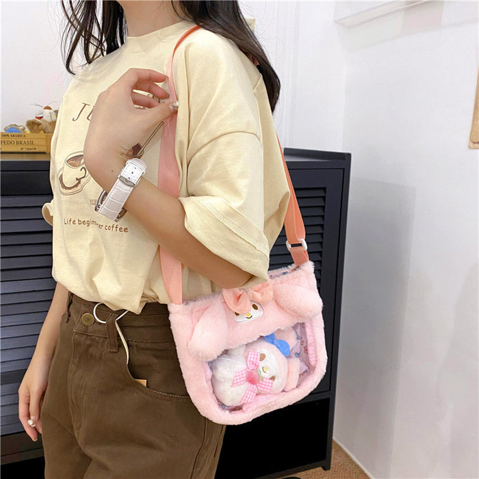 Wholesale Cute Transparent PVC Children' s Bag Plush Toy Cartoon Bag  Doll Crossbody Bag