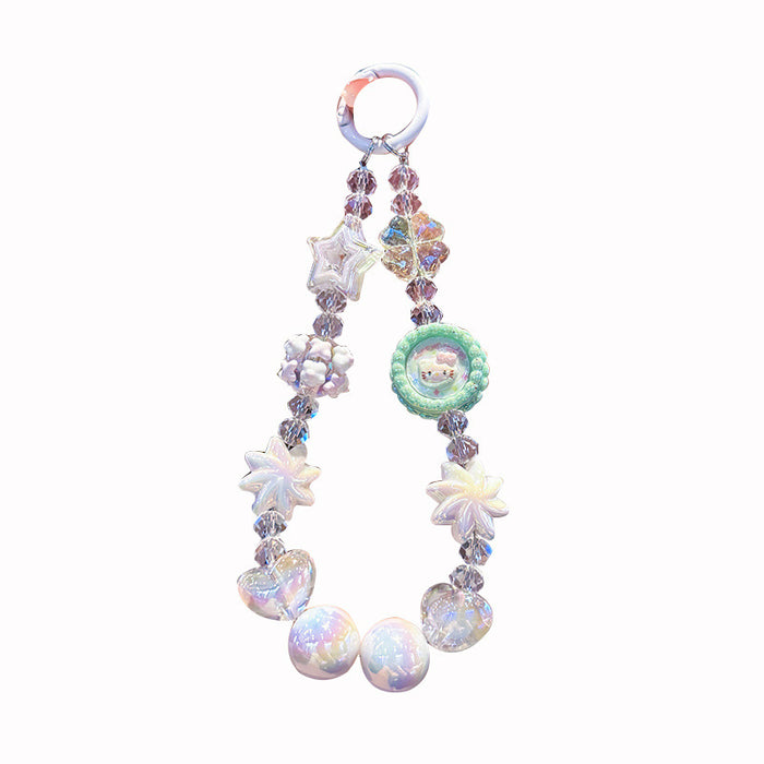 Wholesale Cartoon Cat Bowknot Short Beaded Keychain