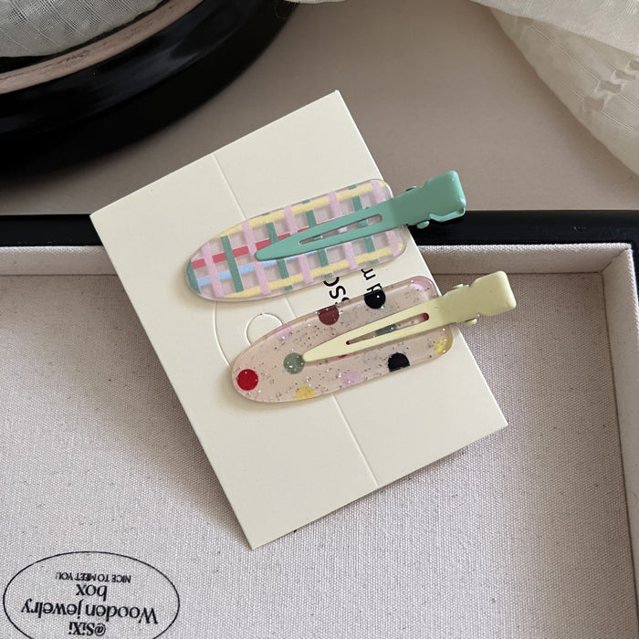 Wholesale 2 plaid hair clips, cute makeup clips, no trace clips, hair accessories