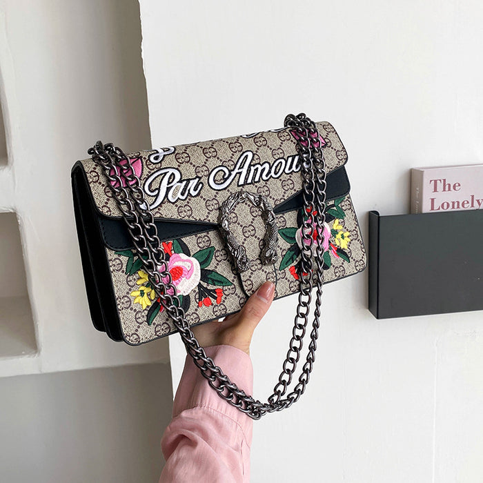 Wholesale shoulder bags Trend cross-body embroidered chain shoulder bag  JDC-SD-FuBo003