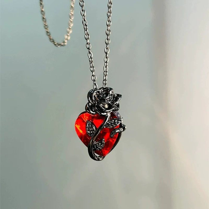 Wholesale winding love rose necklace   heart pendant neck chain