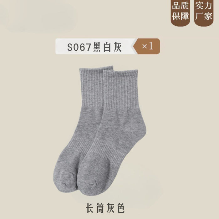 Wholesale Black, white, gray socks, cotton socks, long stockings, breathable, sweat absorbing, men's and women's solid colors