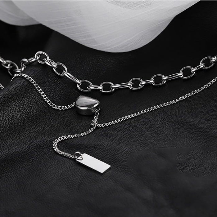 Wholesale Double layered titanium steel necklace, simple layered collarbone chain, necklace accessories