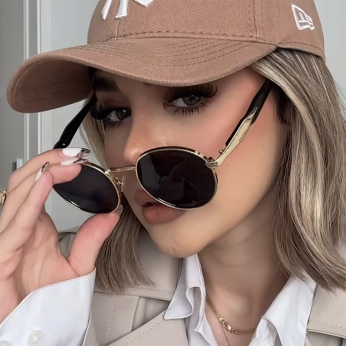 Wholesale Circular sunglasses, metal sunglasses, trendy retro sunglasses