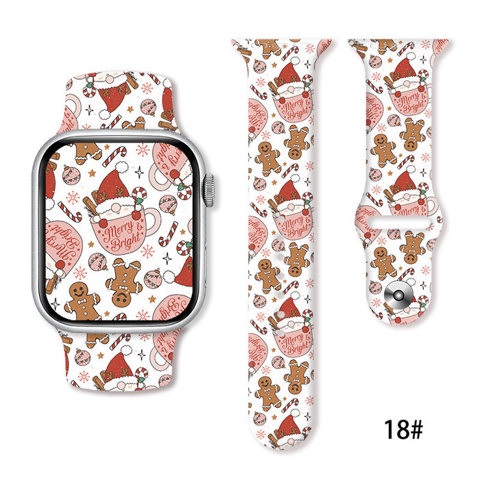 Wholesale Cartoon Christmas Silicone Strap Suitable for Apple Watch Strap JDC-WD-NuoQi005