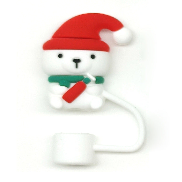 Wholesale 10pcs Straw Cover Food Grade Silicone Christmas Straw Cap  Dustproof Silicone Cover Straw Plug