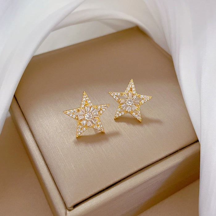 Wholesale Real Gold Diamond Geometric Stud Earrings JDC-ES-LG003