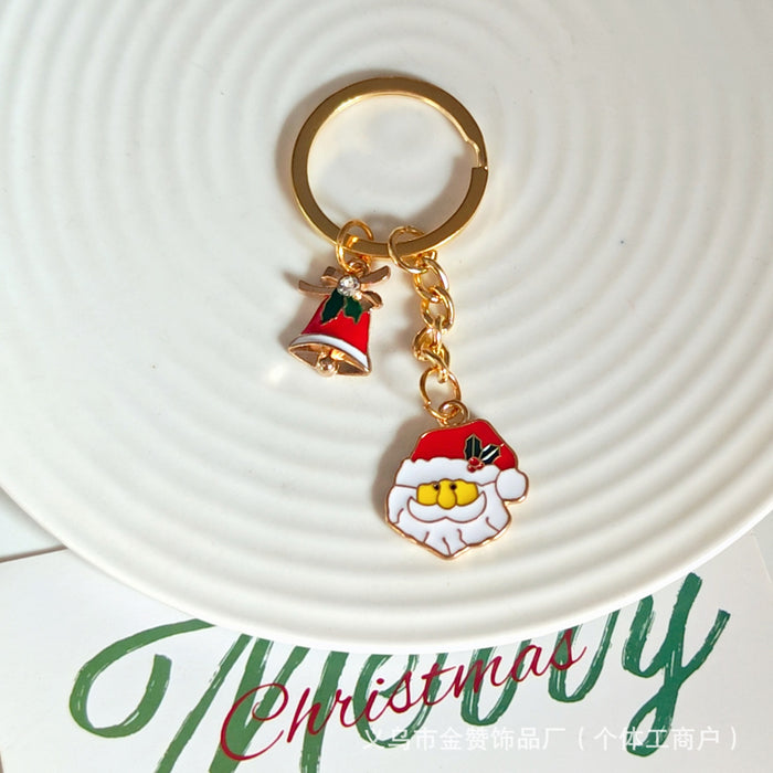 Wholesale Christmas keychain cartoon metal ornaments Christmas tree elk snowman cute creative bag pendant gift