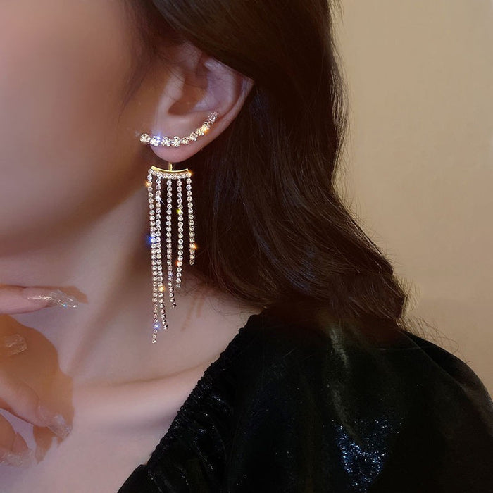 Wholesale Long Earrings for Women with Tassel Rhinestones, High-end Earrings Light Luxury Earrings Tassel Earrings JDC-ES-DX002