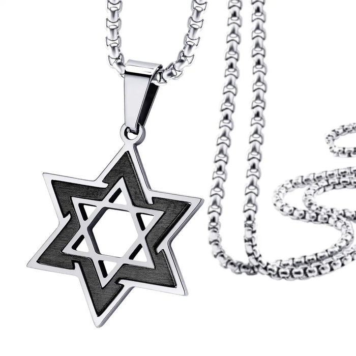Wholesale Personalized Fashion Necklace Two tone Stainless Steel David Star Pendant Necklace