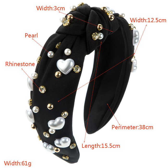 Wholesale Valentine' s Day Heart-Shaped Pearl Wide Headband