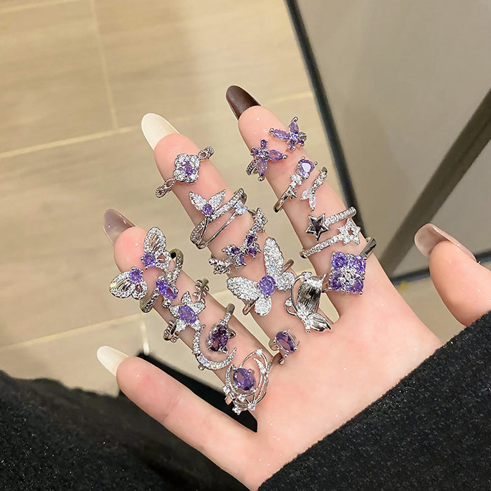 Wholesale Exquisite niche zircon butterfly diamond ring with minimalist layering style and versatile ring accessories