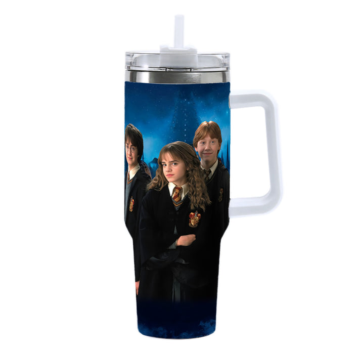 Wholesale 40oz Stainless Steel Tumbler with Handle Magic Wizard Design Car Cup Travel Mug MOQ≥2