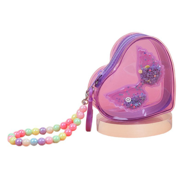 Wholesale PVC Transparent Heart Wings Coin Purse Waterproof Earphone Bag Stylish Girly Storage Pouch