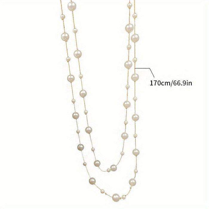 Wholesale New Long Multi-layer Pearl Necklace Sweater Chain Light Luxury Niche Design High-end Autumn and Winter Accessories JDC-NE-DX003