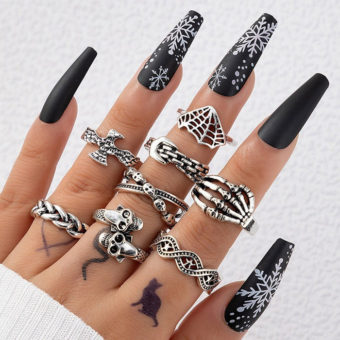 Wholesale Punk Style Skull Snake Ring Set Alloy Fashion Accessory MOQ≥2