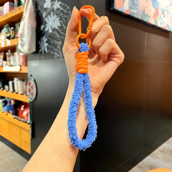 Wholesale Plush Braided Keychain with Colorful Tassel Fashion Phone Strap MOQ≥2
