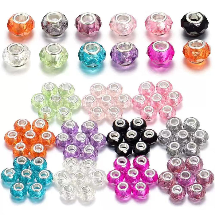 Wholesale spacer Faceted Wheel Plastic Beads Large Hole DIY Jewelry Craft Supply MOQ≥10