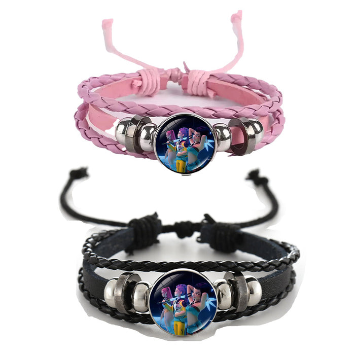 Wholesale KPOP Couple leather braided black bracelet