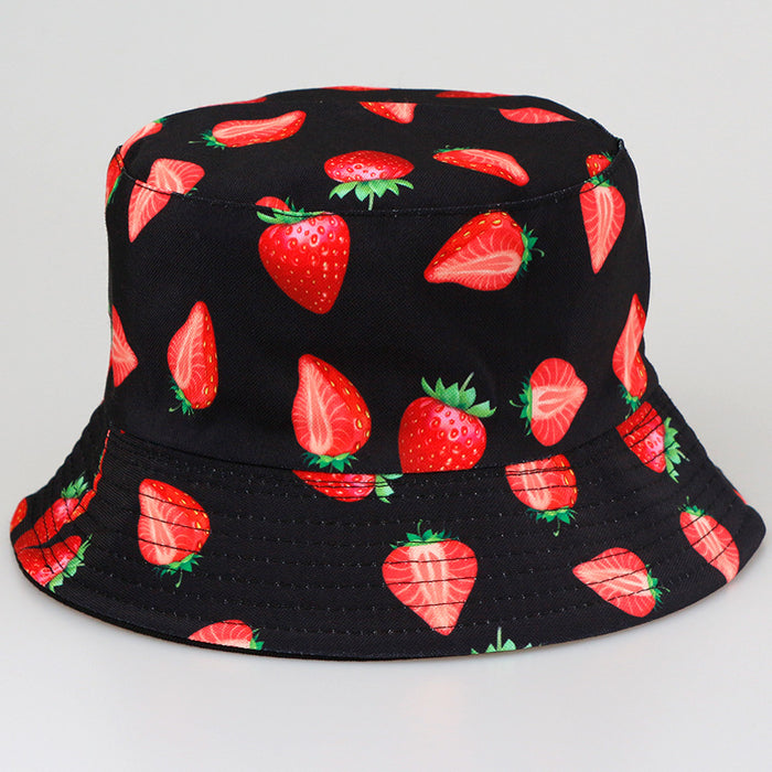Wholesale  Tropical Fruit  Hat  Trend Double-sided Printed Basin Hat Outdoor Sun Protection Hat