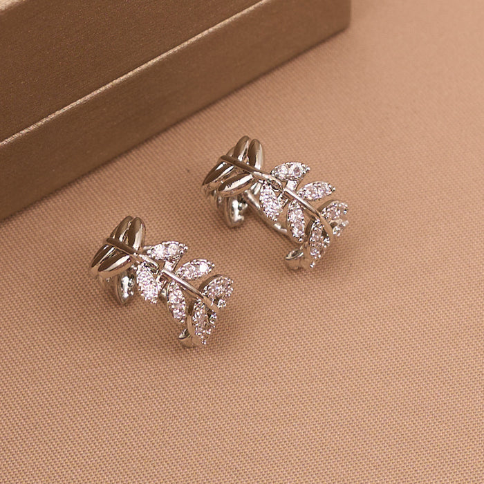 Wholesale Wheat Earrings Interlocking Women' s Style Micro-painted Zirconia