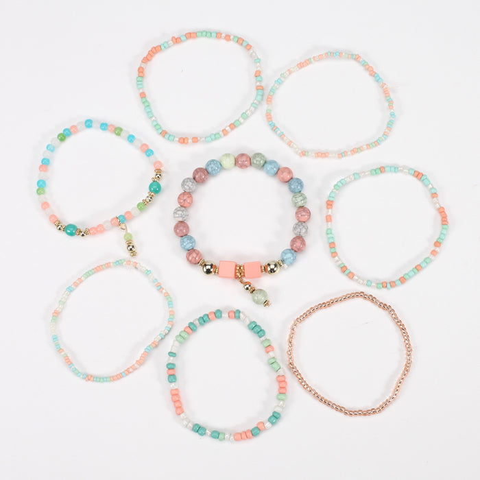 Wholesale 8 Pieces/set Bohemian Rice Bead Bracelet JDC-BT-Xiny065