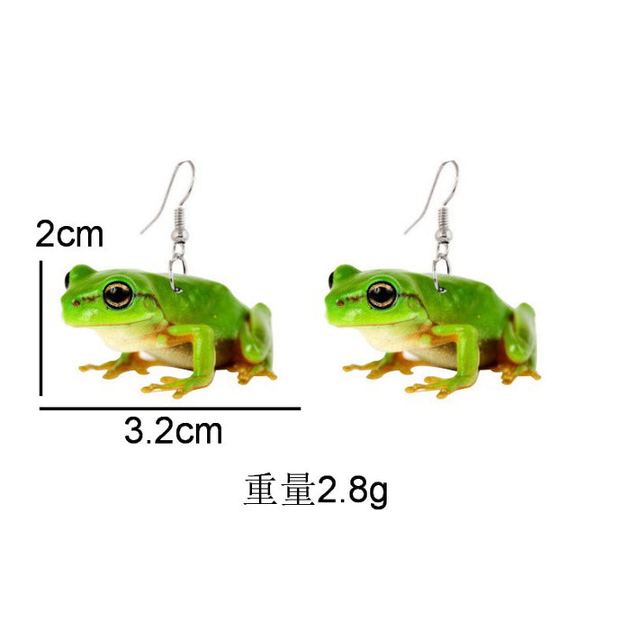 Wholesale Cute Cow Fox Tiger Leopard Chips Baby Duck Lion Dachshund Frog Hen Snail Earrings