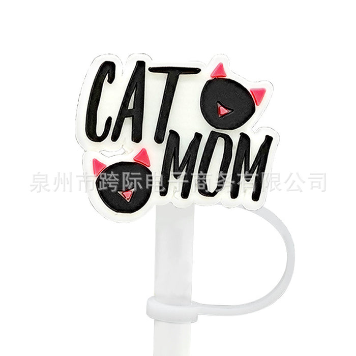 Wholesale New Cat Animal Straw Cover 10MM Straw Cap Silicone Dust Stopper Cute Anime Party Straw Decoration