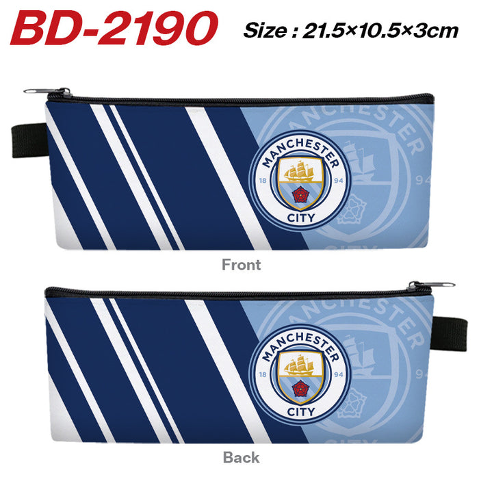 Wholesale Stylish PU Leather Zipper Pencil Pouch Cartoon Sports Team Stationery Organizer For Students Gift
