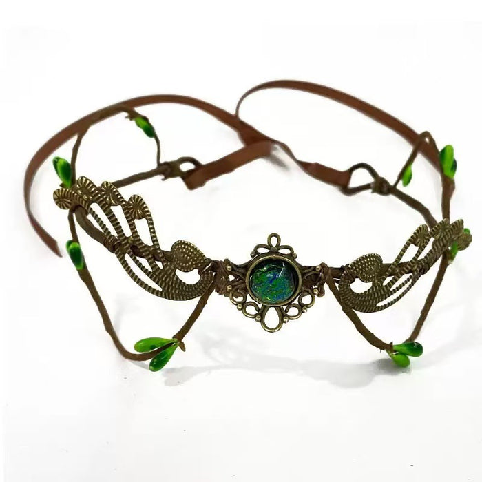 Wholesale Gothic  Headband With n And Retro Elf Forehead Pendant Metal Handmade Hair Accessory