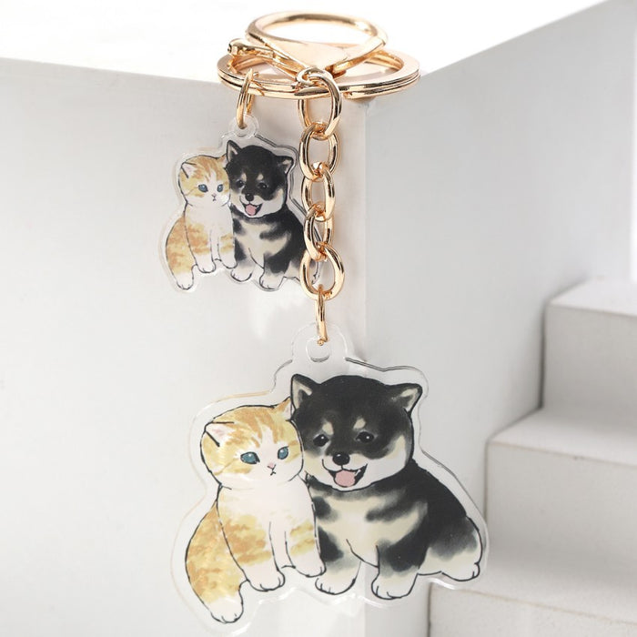 Wholesale Acrylic Cat and Dog Keychain JDC-KC-RongRui059